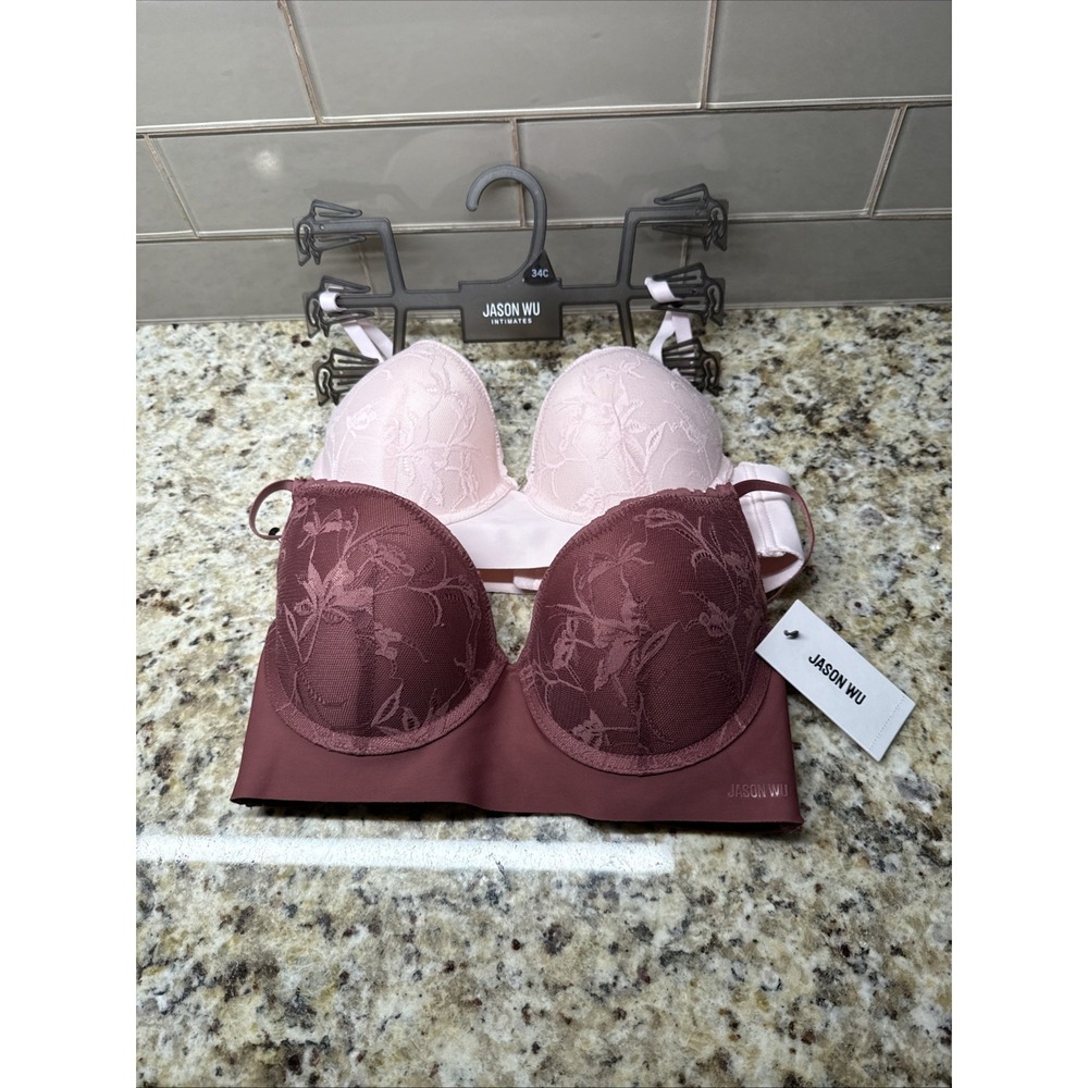 Jason Wu New With Tags Set Of Two 34 C Pink Bras Simple Lift Smoothing Band